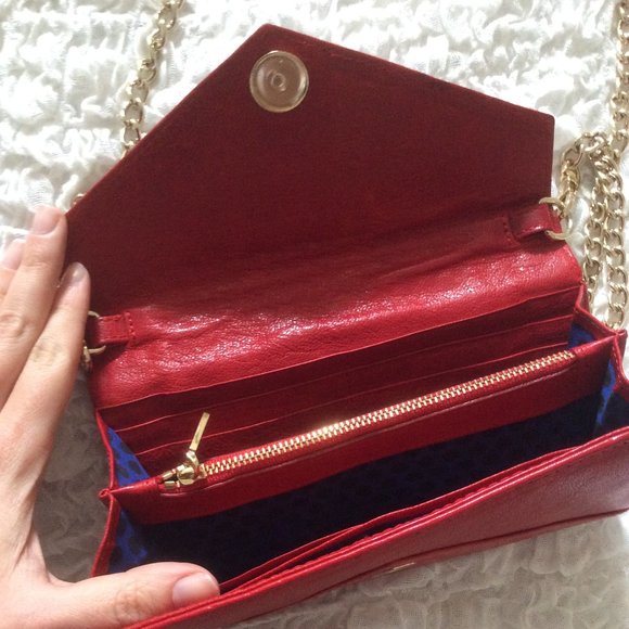 Rebecca Minkoff red studded wallet on a chain - Picture 2 of 4